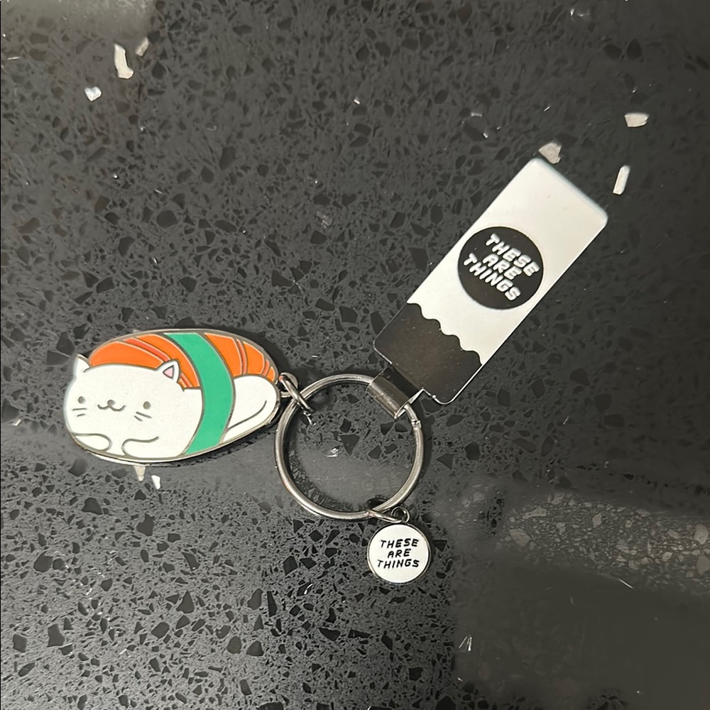 Cat Nigiri Sushi Enamel Keychain